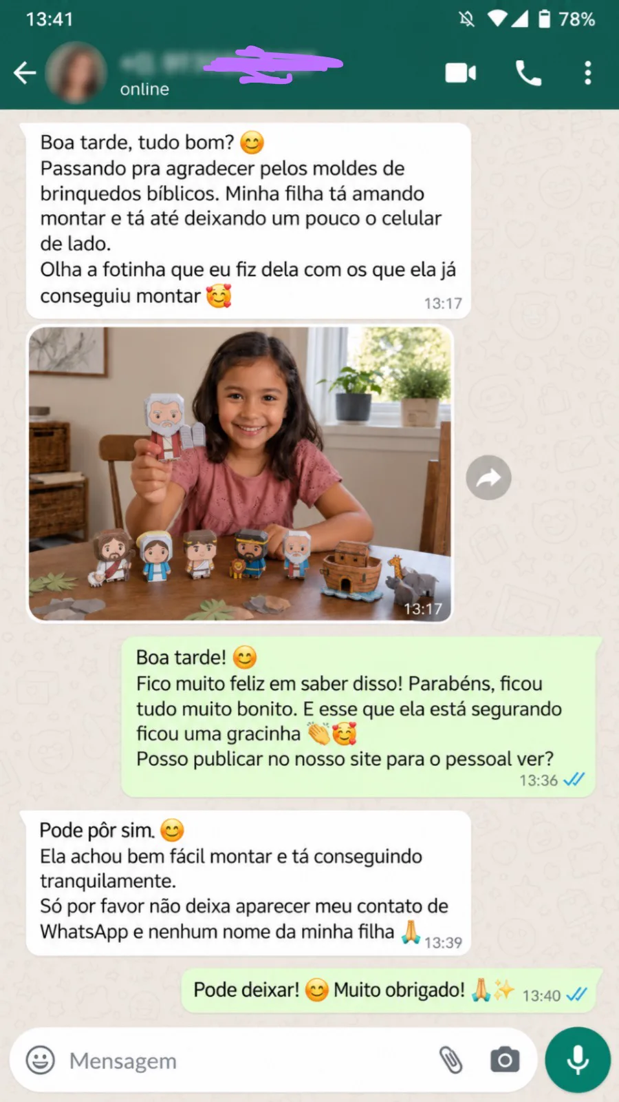 Depoimento recebido pelo WhatsApp sobre os moldes bíblicos